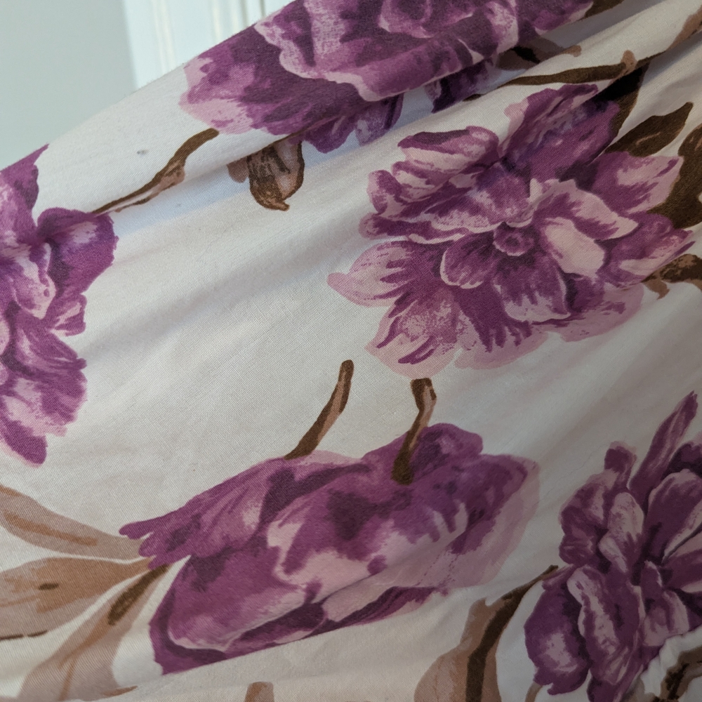 Abercrombie & Fitch Cream Midi Dress with Purple Floral Print - Picture 4 of 6